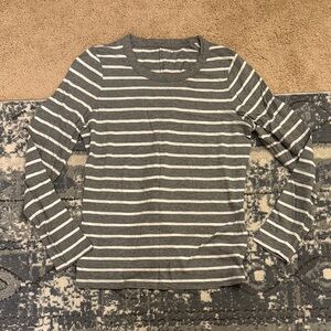 Banana Republic Gray and White Cozy Slub Top